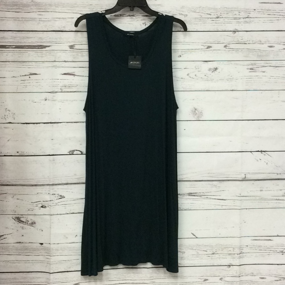 42 Pops forest‎ green sleeveless knit trapeze dress